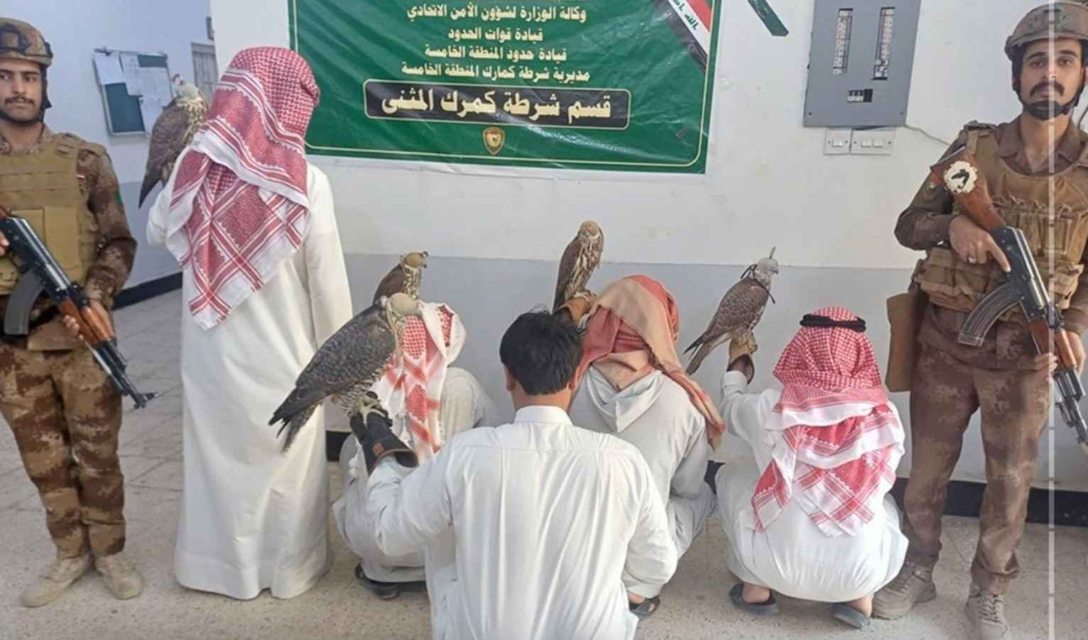 നാല് കുവൈത്തി മത്സ്യത്തൊഴിലാളികൾ അഞ്ച് പ്രാപ്പിടിയൻ പക്ഷികളുമായി ഇറാഖിൽ അറസ്റ്റിൽ